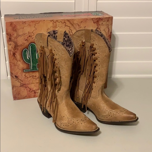 Laredo Western Cowgirl Boots 8M NWOT with Fringe - Picture 1 of 16